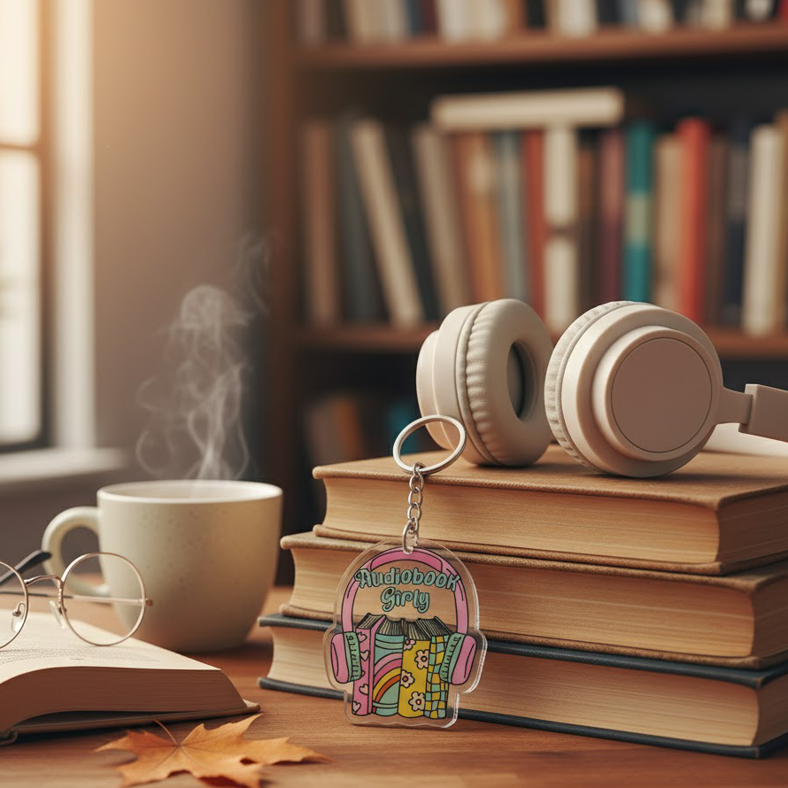 "Audiobook Girly" Acrylic Keychain