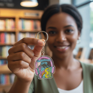 "Audiobook Girly" Acrylic Keychain