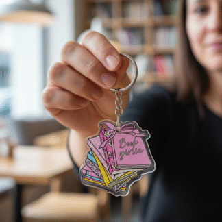 "Book Girlie" Stack of Books Acrylic Keychain