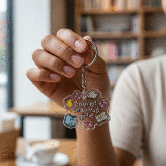 "Booked and Busy Girlie" Acrylic Keychain