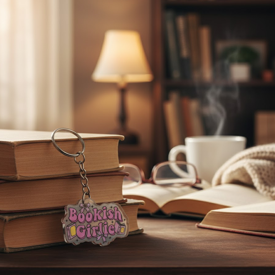 "Bookish Girly" Acrylic Keychain
