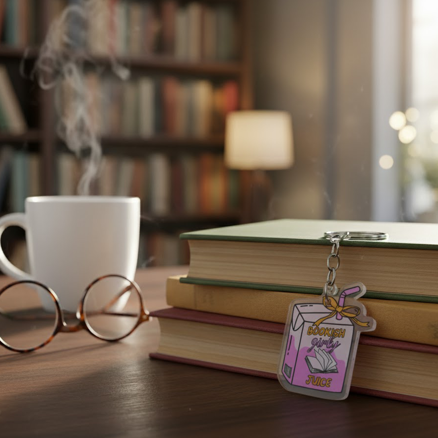 "Bookish Girly Juice" Acrylic Keychain
