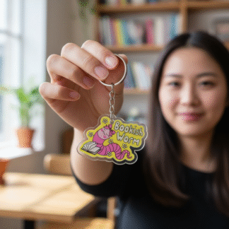 "Bookish Worm" Acrylic Keychain