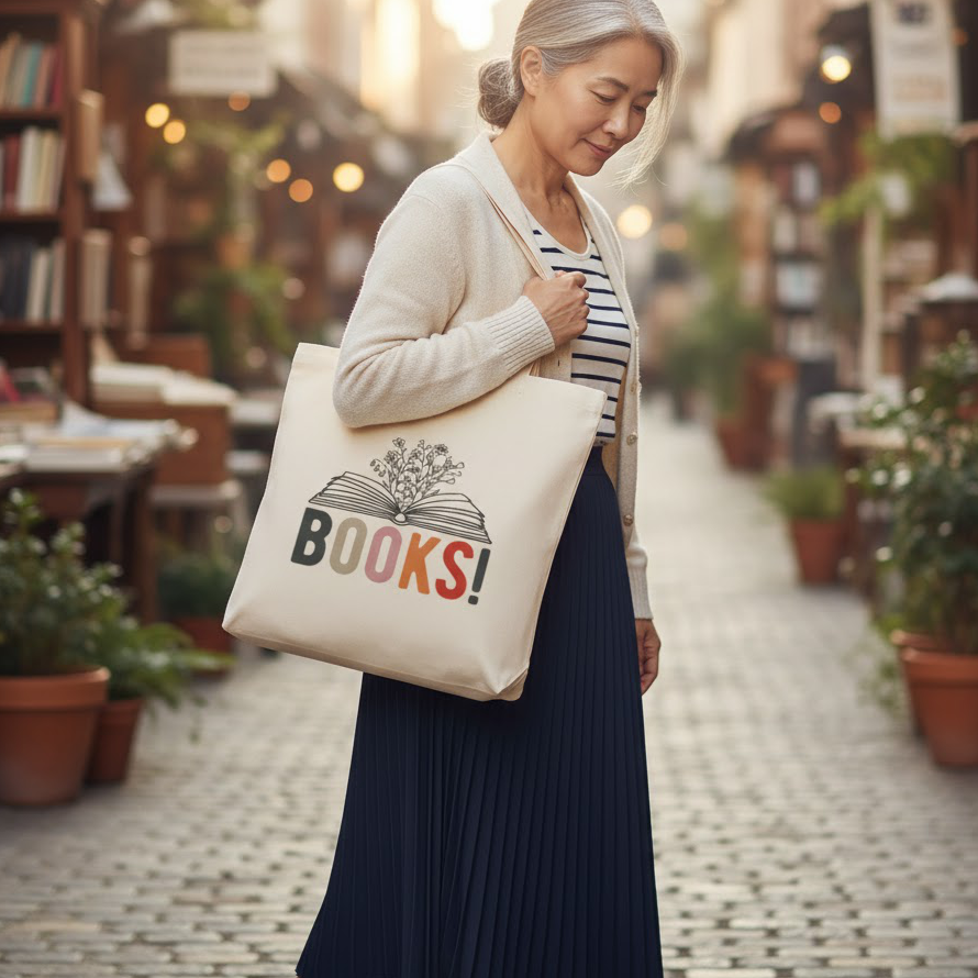 "Books!" Canvas Tote