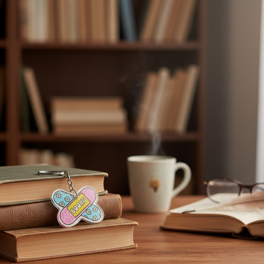 "Books" Bandage Acrylic Keychain