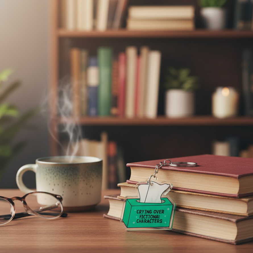 "Crying Over Fictional Characters" Acrylic Keychain