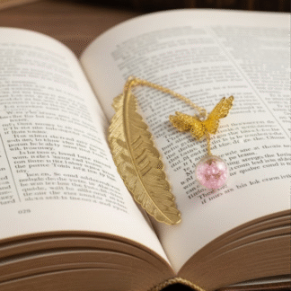 Monarch & Feather Metal Bookmark