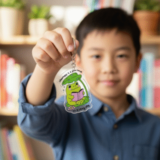 "Happiness is a Good Book on a Rainy Day" Acrylic Keychain