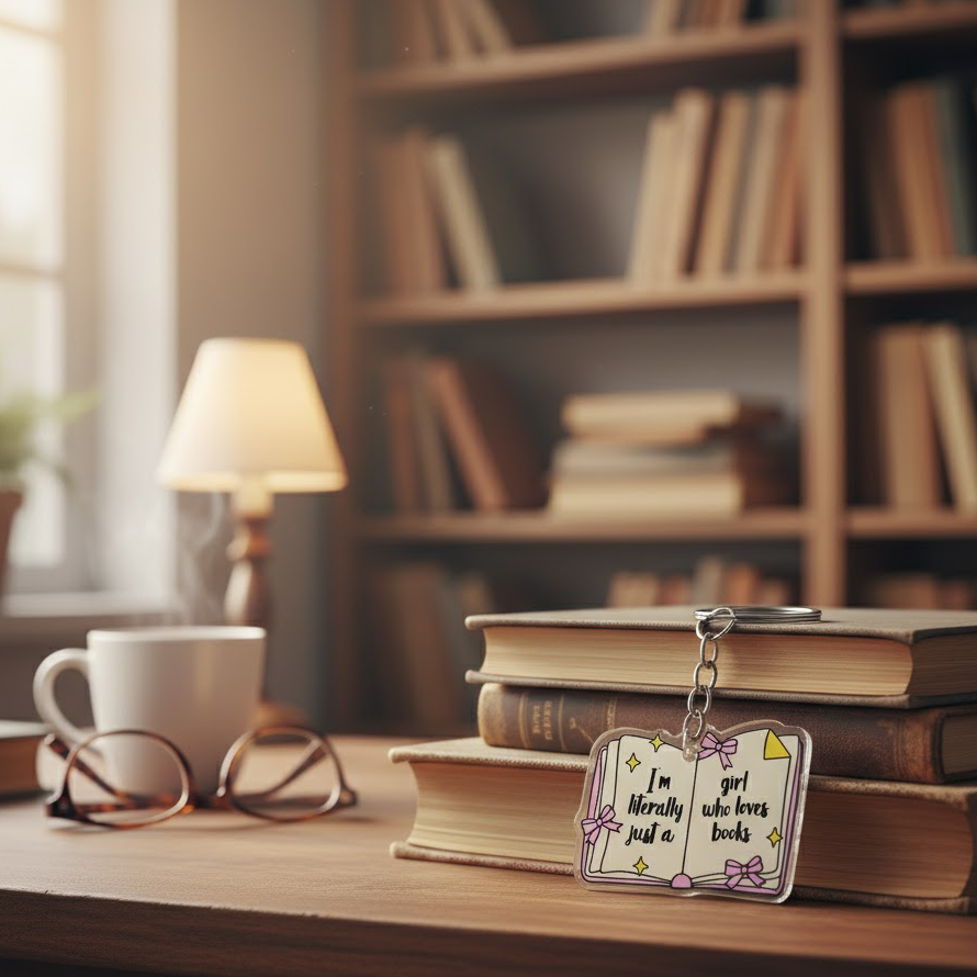 "I'm Literally Just a Girl Who Loves Books" Acrylic Keychain