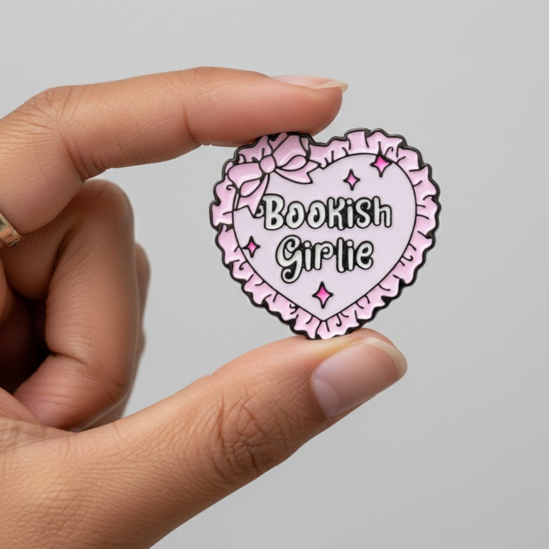 "Bookish Girly" Heart Pin