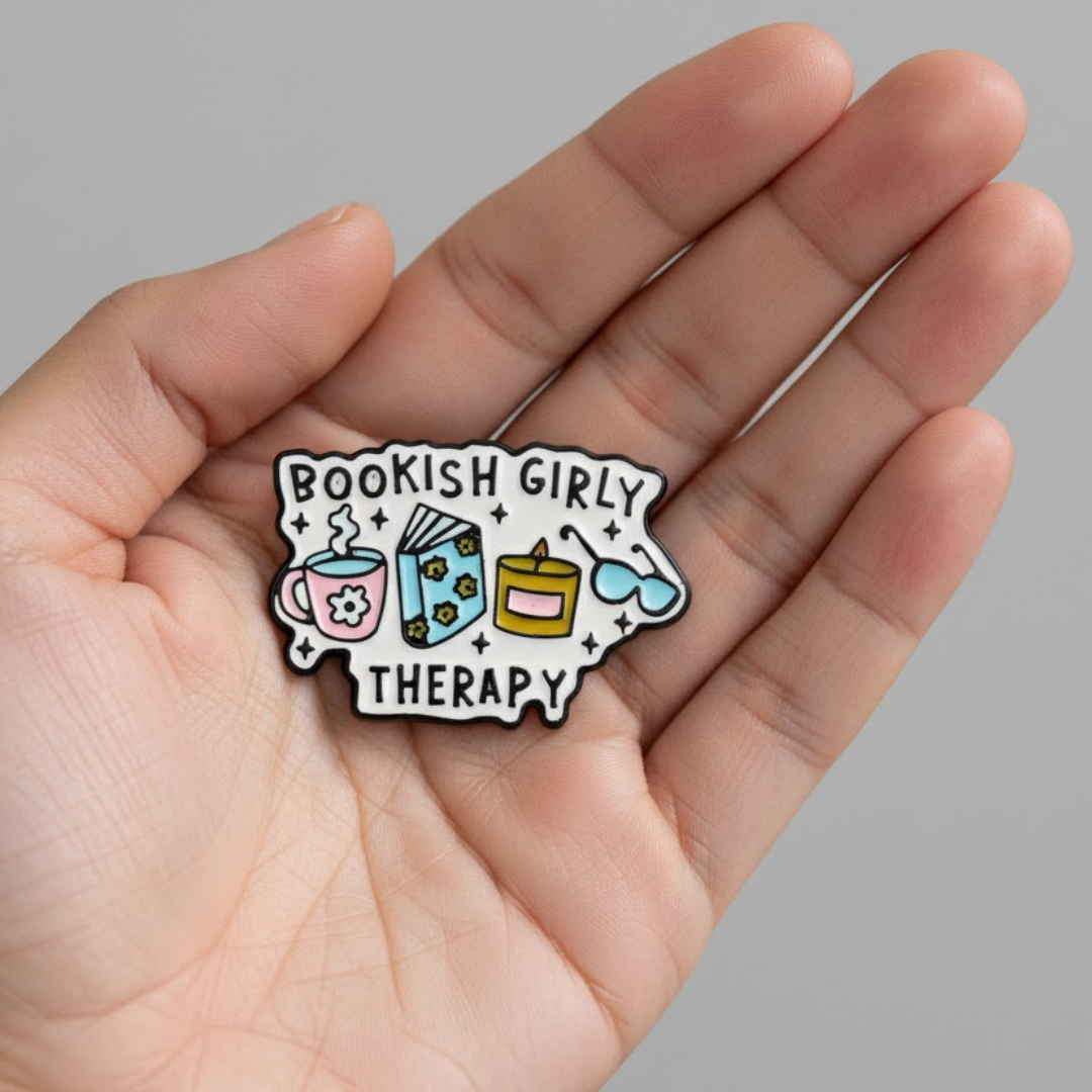 "Bookish Girly Therapy" Pin