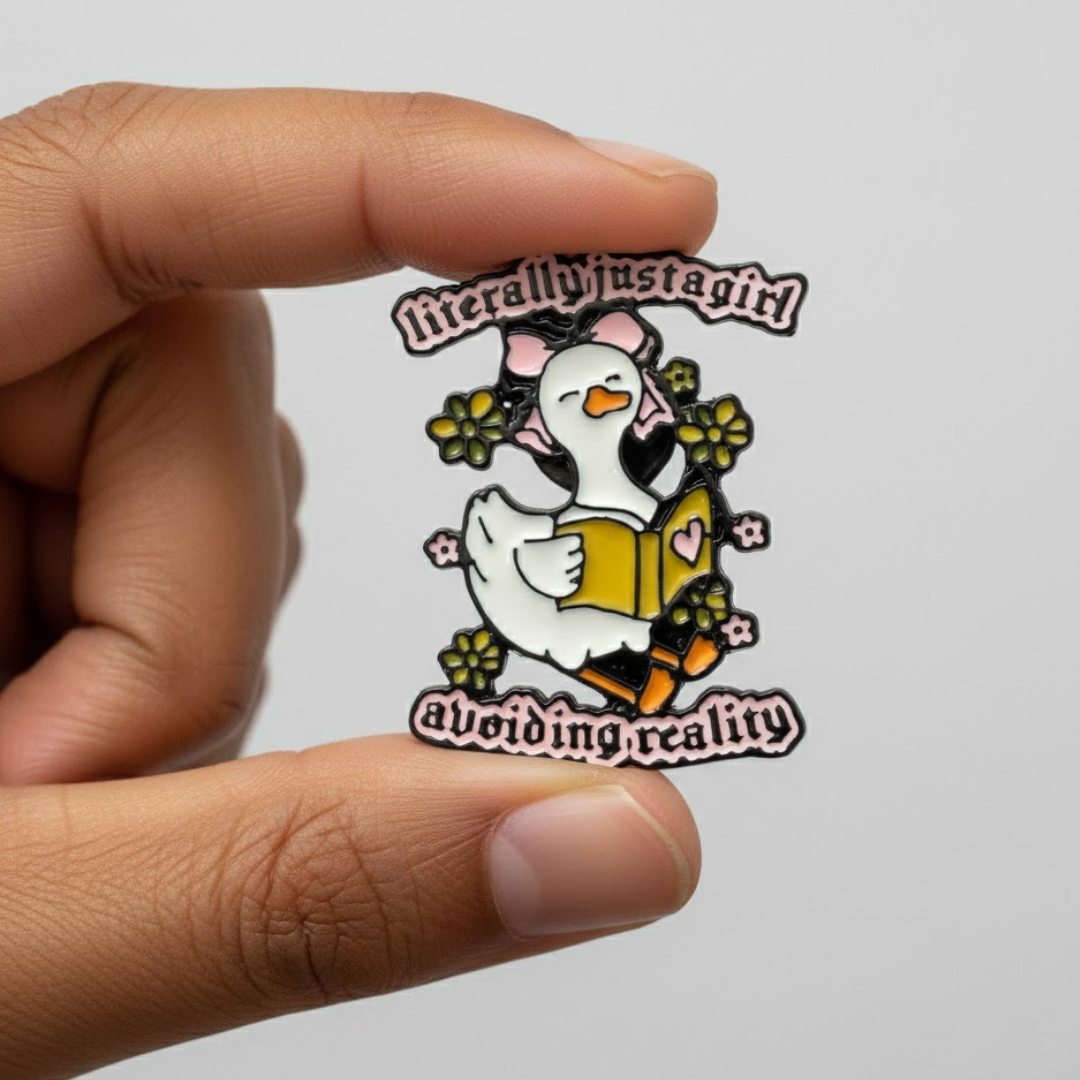 "Literally Just a Girl Avoiding Reality" Pin