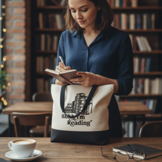 "Shhh I'm Reading" Large Canvas Tote