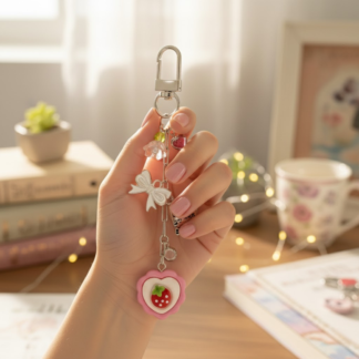 Strawberry & Bow Charm Clip