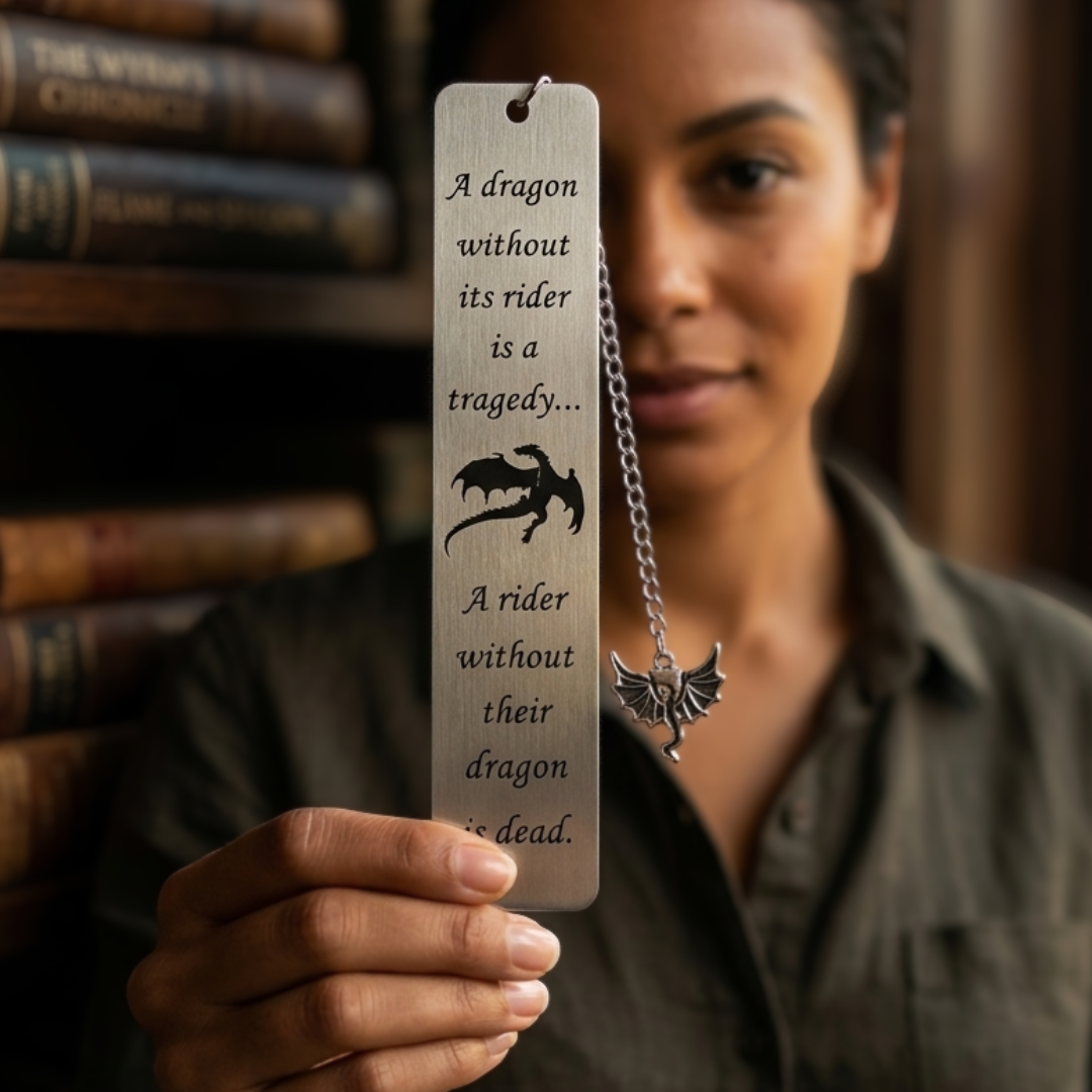 Dragon & Rider - Stainless Steel Bookmark