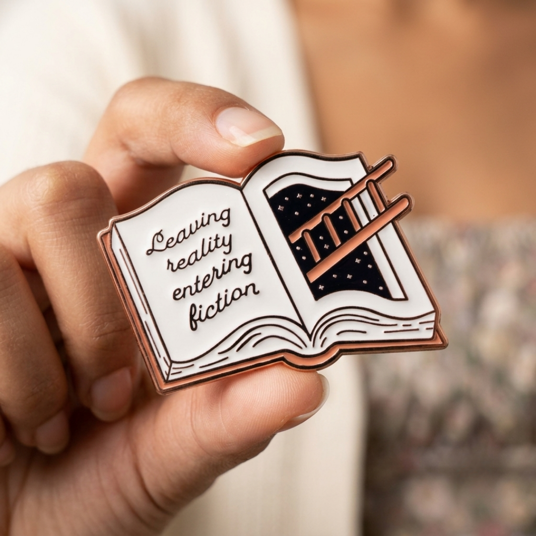 Entering Fiction Enamel Pin